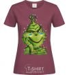 Women's T-shirt Ukrainian garlanded grinch burgundy фото