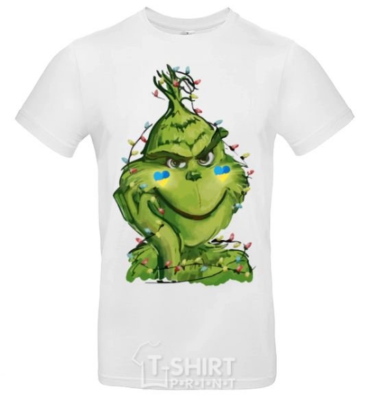 Men's T-Shirt Ukrainian garlanded grinch White фото