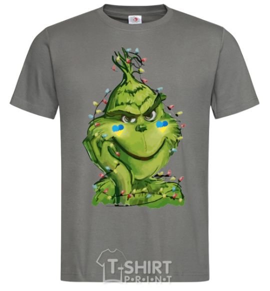 Men's T-Shirt Ukrainian garlanded grinch dark-grey фото