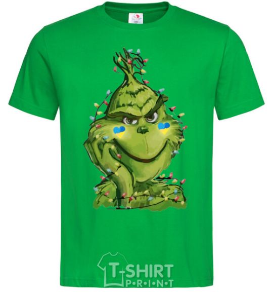 Men's T-Shirt Ukrainian garlanded grinch kelly-green фото