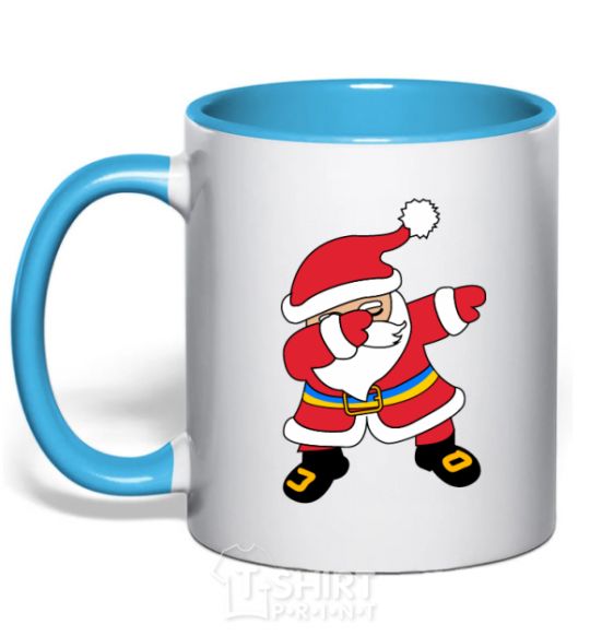 Чашка с цветной ручкой Hype Santa український Голубой фото