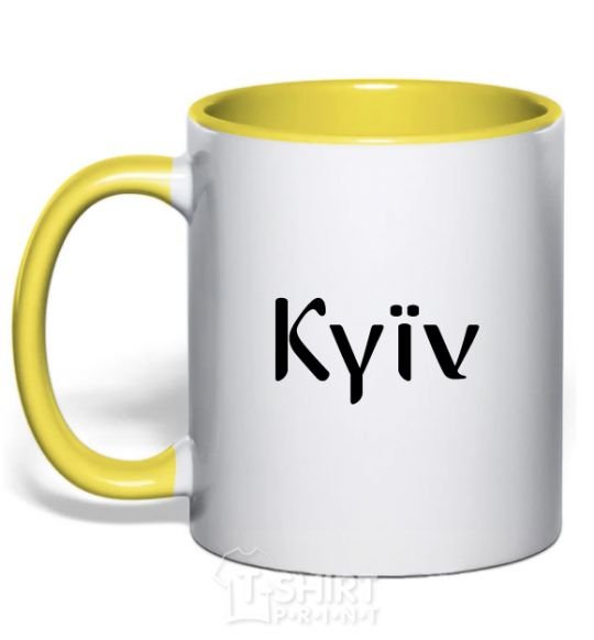 Mug with a colored handle Kyїv yellow фото