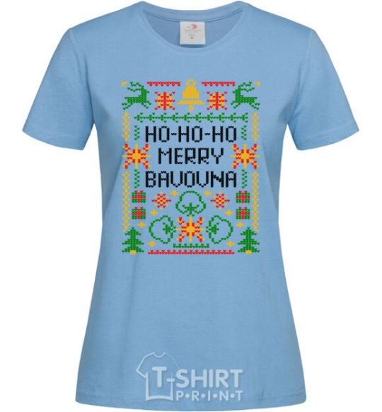 Women's T-shirt New Year's bavovna sky-blue фото