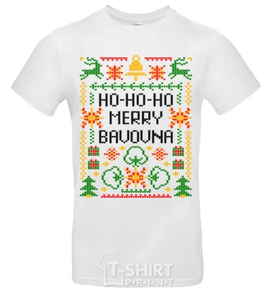 Men's T-Shirt New Year's bavovna White фото