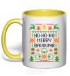 Mug with a colored handle New Year's bavovna yellow фото