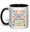 Mug with a colored handle New Year's bavovna black фото