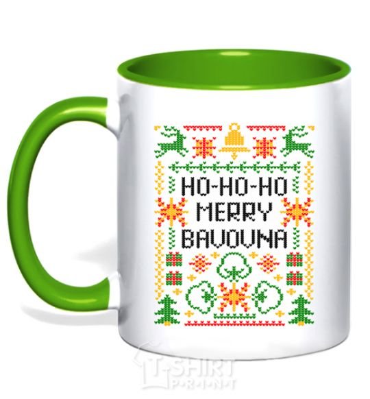 Mug with a colored handle New Year's bavovna kelly-green фото