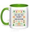 Mug with a colored handle New Year's bavovna kelly-green фото