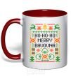 Mug with a colored handle New Year's bavovna red фото