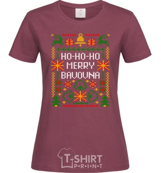 Women's T-shirt New Year's bavovna burgundy фото