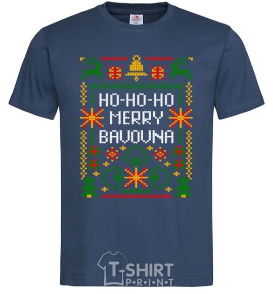 Men's T-Shirt New Year's bavovna navy-blue фото