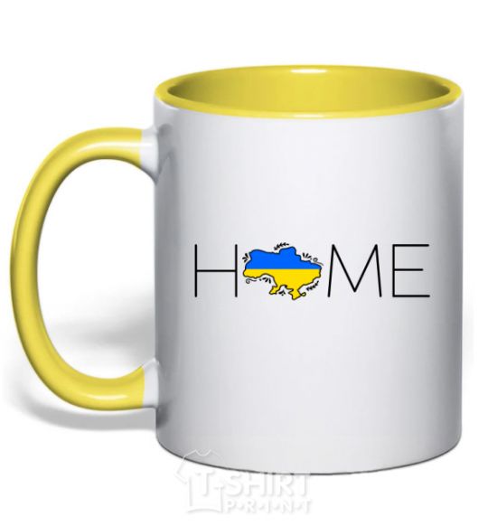 Mug with a colored handle Ukraine home yellow фото