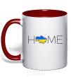 Mug with a colored handle Ukraine home red фото