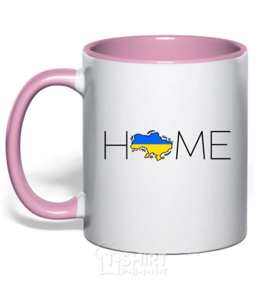 Mug with a colored handle Ukraine home light-pink фото