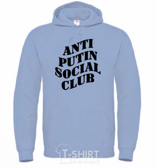 Мужская толстовка (худи) Anti putin social club Голубой фото