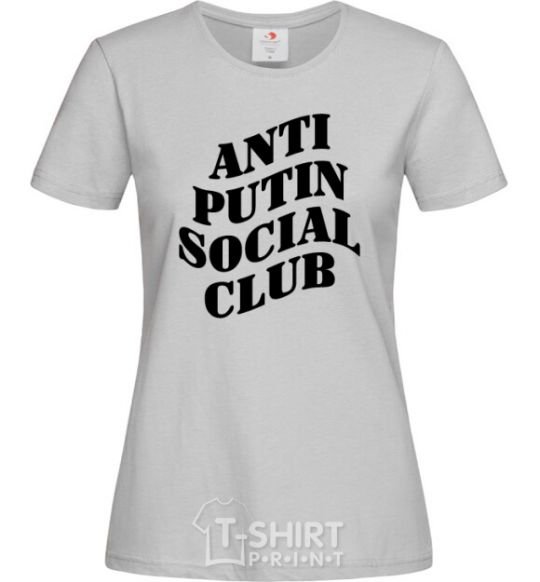 Women's T-shirt Anti putin social club grey фото