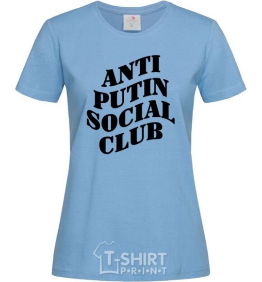 Women's T-shirt Anti putin social club sky-blue фото