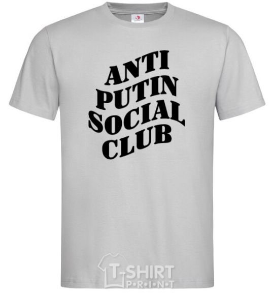 Men's T-Shirt Anti putin social club grey фото