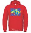 Men`s hoodie Stand with Ukraine bright-red фото