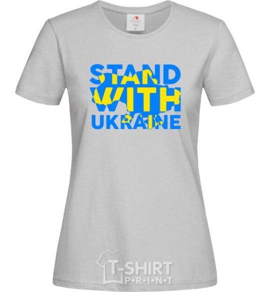 Women's T-shirt Stand with Ukraine grey фото