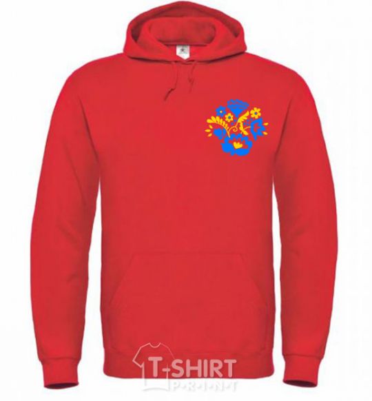 Men`s hoodie Flowers ornament Embroidery bright-red фото