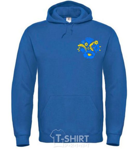 Men`s hoodie Flowers ornament Embroidery royal фото