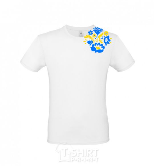 Men's T-Shirt Flowers ornament Embroidery White фото