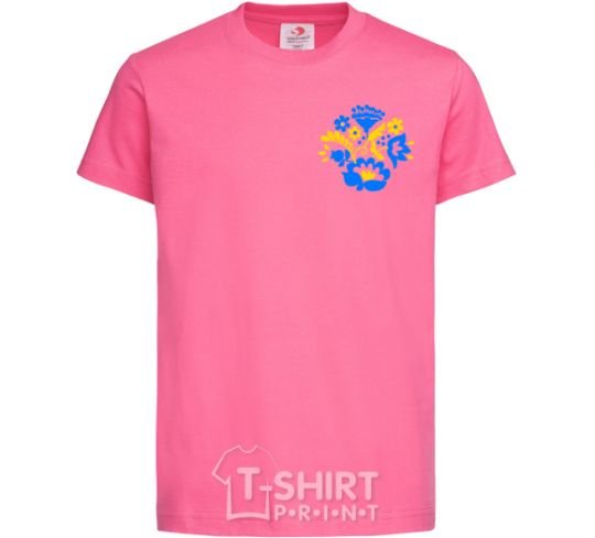 Детская футболка Квіти орнамент ВИШИВКА Ярко-розовый фото