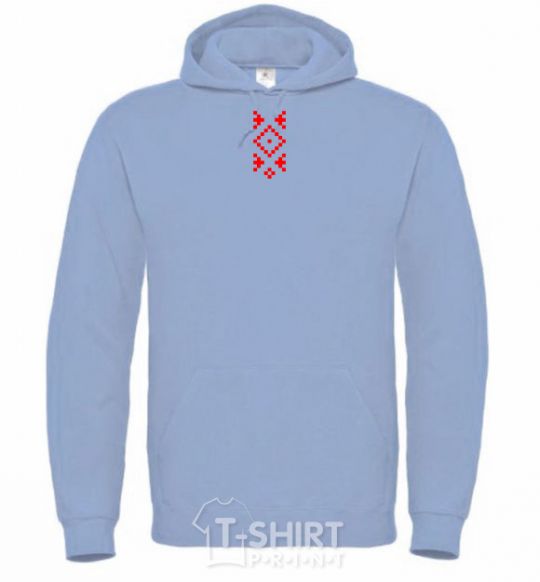 Men`s hoodie Ukrainian embroidery Embroidery sky-blue фото