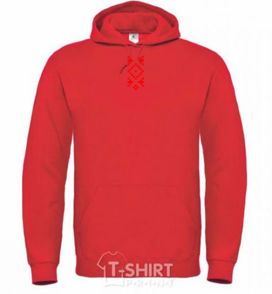 Men`s hoodie Ukrainian embroidery Embroidery bright-red фото