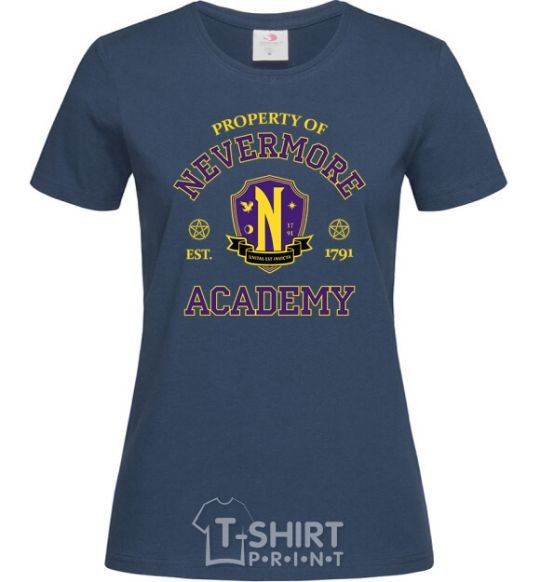 Women's T-shirt Nevermore academy navy-blue фото