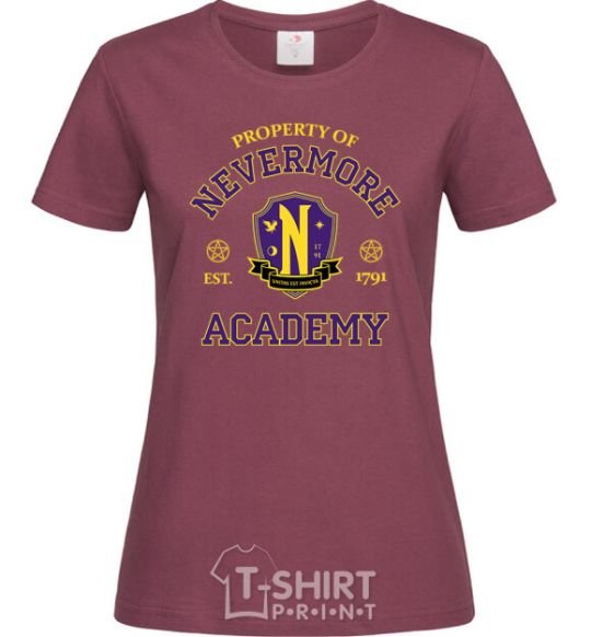 Women's T-shirt Nevermore academy burgundy фото