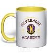 Mug with a colored handle Nevermore academy yellow фото