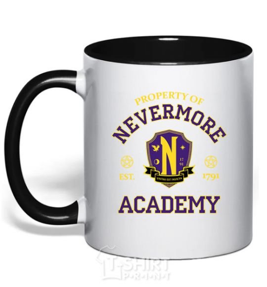 Mug with a colored handle Nevermore academy black фото