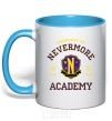 Mug with a colored handle Nevermore academy sky-blue фото