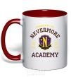 Mug with a colored handle Nevermore academy red фото