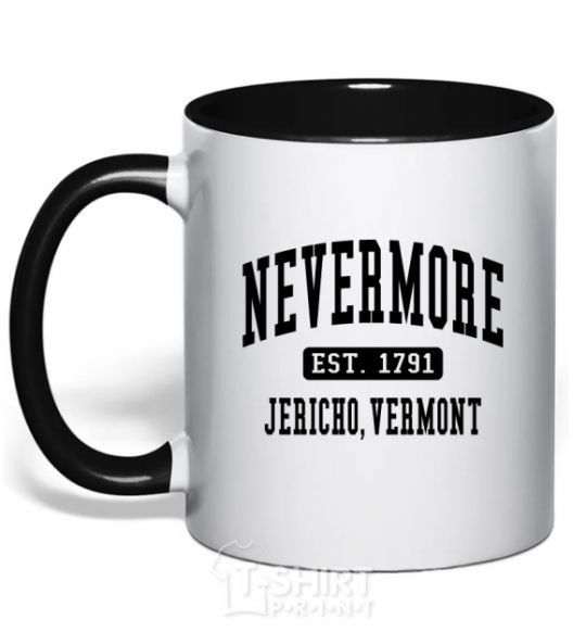 Mug with a colored handle Nevermore vermont black фото