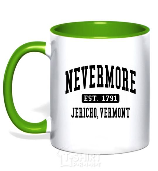 Mug with a colored handle Nevermore vermont kelly-green фото