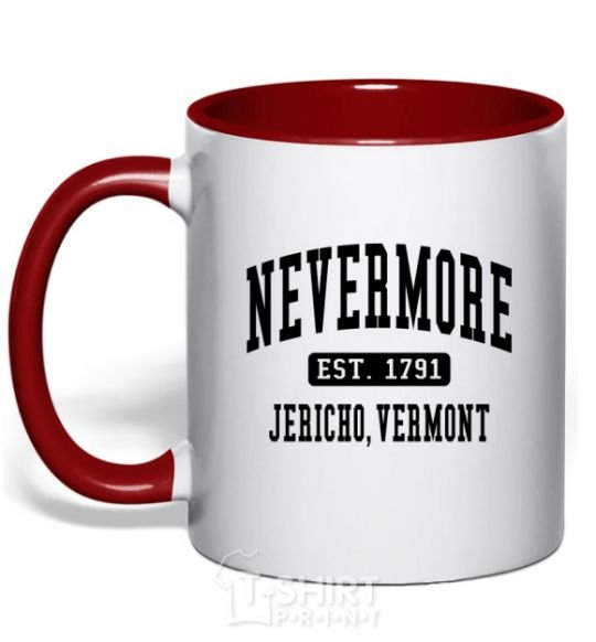Mug with a colored handle Nevermore vermont red фото
