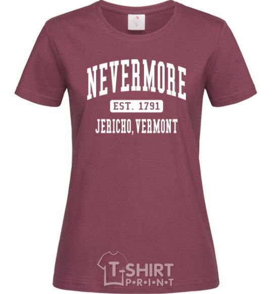 Women's T-shirt Nevermore vermont burgundy фото