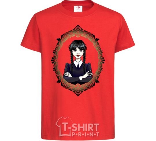 Kids T-shirt Wednesday frame red фото