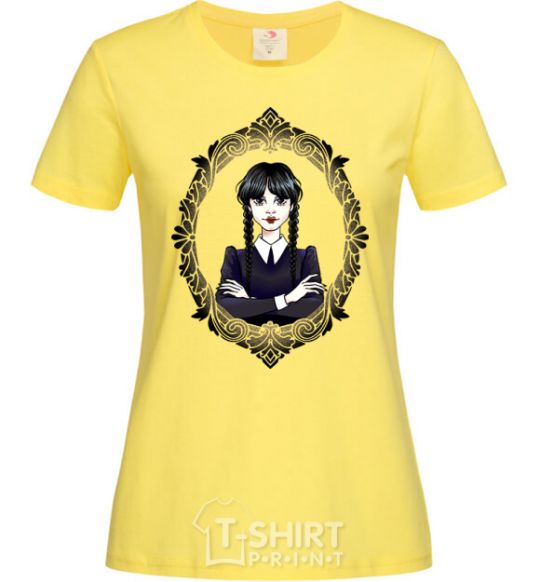 Женская футболка Wednesday рамка Лимонный фото