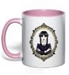 Mug with a colored handle Wednesday frame light-pink фото