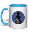Mug with a colored handle Wednesday in the circle sky-blue фото