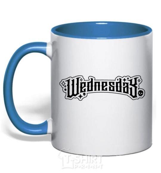 Mug with a colored handle Wednesday series royal-blue фото