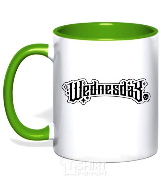 Mug with a colored handle Wednesday series kelly-green фото