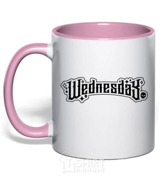 Mug with a colored handle Wednesday series light-pink фото