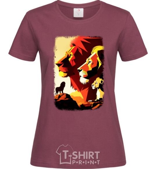 Women's T-shirt The Lion King burgundy фото