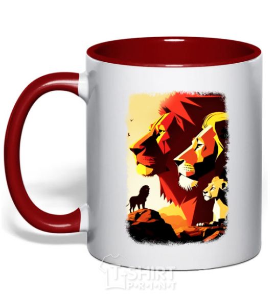 Mug with a colored handle The Lion King red фото