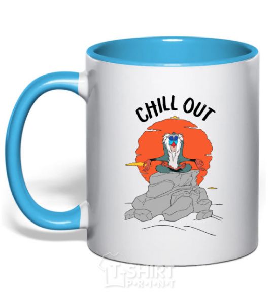 Mug with a colored handle King Leo Rafiki Chill Out sky-blue фото